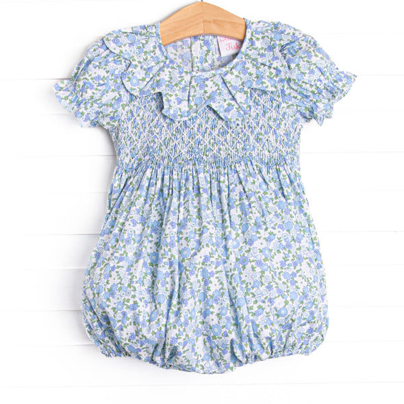 Blossomed and Blue Smocked Bubble, Blue