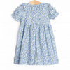 Blossomed and Blue Smocked Dress, Blue