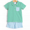 Levi Short Set, Blue and Green Stripe