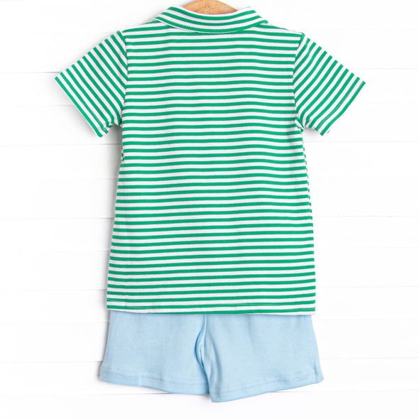 Levi Short Set, Blue and Green Stripe