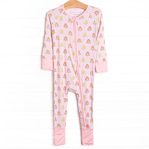 Pinstripe Petals Bamboo Zippy Pajama, Pink