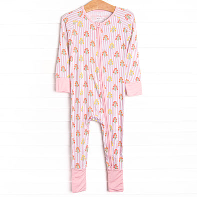 Pinstripe Petals Bamboo Zippy Pajama, Pink