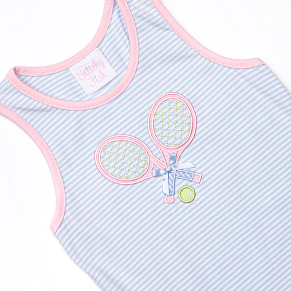 Serve's Up Applique Tennis Dress, Blue