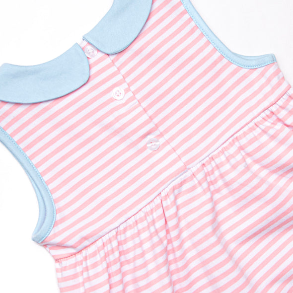 Isabella Ruffle Short Set, Blue and Pink Stripe