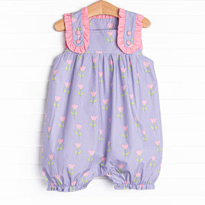 Tulip Blooms Bubble Romper, Purple