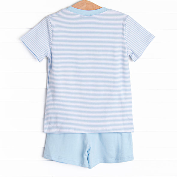 Serve's Up Applique Short Set, Blue Stripe