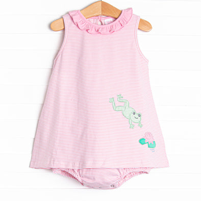 Little Leap Frog Applique Skirted Bubble, Pink