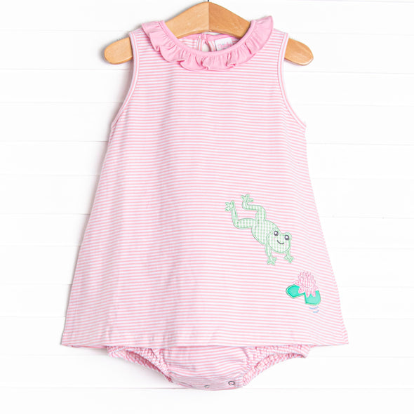 Little Leap Frog Applique Skirted Bubble, Pink