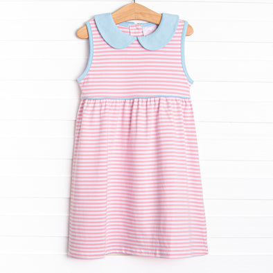 Isabella Dress, Blue and Pink Stripe