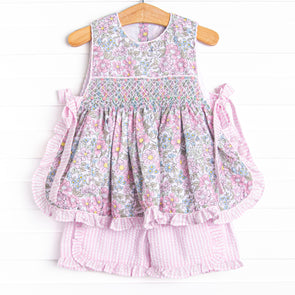 Proper Petals Smocked Ruffle Short Set, Pink