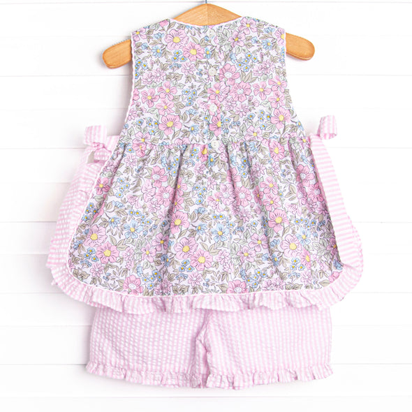 Proper Petals Smocked Ruffle Short Set, Pink