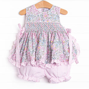 Proper Petals Smocked Bloomer Set, Pink