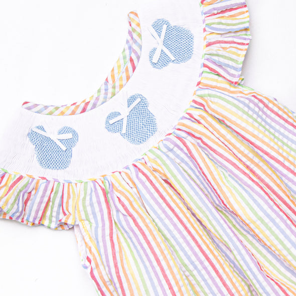 Magic Memories Smocked Bishop Dress, Rainbow Stripe