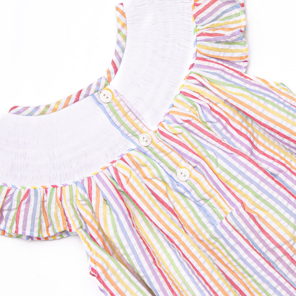 Magic Memories Smocked Bishop Dress, Rainbow Stripe