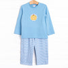 Gingham and Ghord Applique Pant Set, Blue