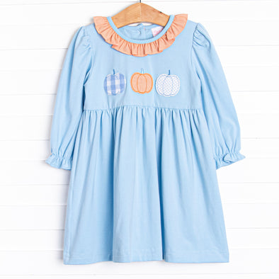 Hello Fall Applique Dress, Blue