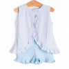 Gingham Goldfish Applique Ruffle Short Set, Blue