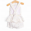 Criss-cross Colors Smocked Diaper Set, White