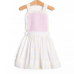 Criss-cross Colors Smocked Dress, White