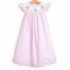 Coastal Cruise Smocked Bishop Dress, Pink Seersucker