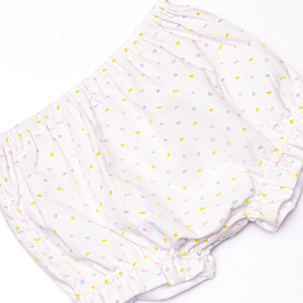 Criss-cross Colors Smocked Diaper Set, White