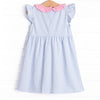 Laney Flutter Sleeve Dress, Pink and Blue Stripe