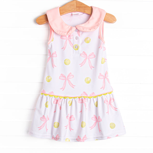 Big Point Bows Tennis Dress, Pink