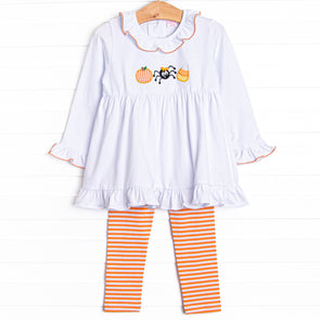 Creepy Critter Applique Legging Set, Orange