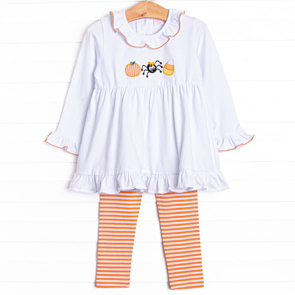 Creepy Critter Applique Legging Set, Orange