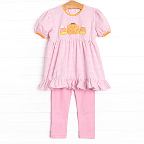 Pumpkin Party Applique Legging Set, Pink