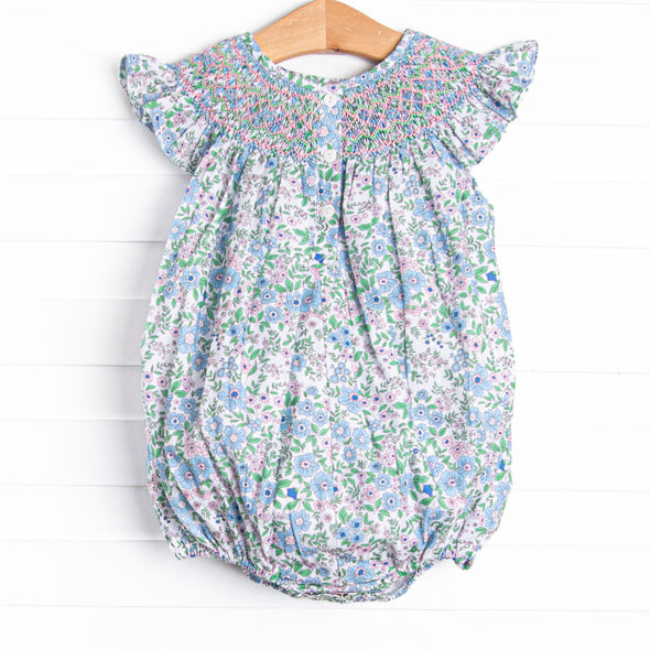 Perfect Petals Smocked Bubble, Blue