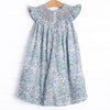 Perfect Petals Smocked Bishop Dress, Blue