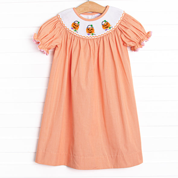 Sugar Overload Smocked Bishop Dress, Orange