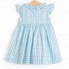 Plaid Paws Smocked Dress, Blue