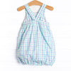 Plaid Paws Smocked Sunsuit, Blue