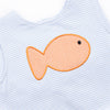 Gingham Goldfish Applique Ruffle Short Set, Blue