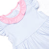 Laney Flutter Sleeve Dress, Pink and Blue Stripe