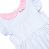 Laney Ruffle Short Set, Pink and Blue Stripe