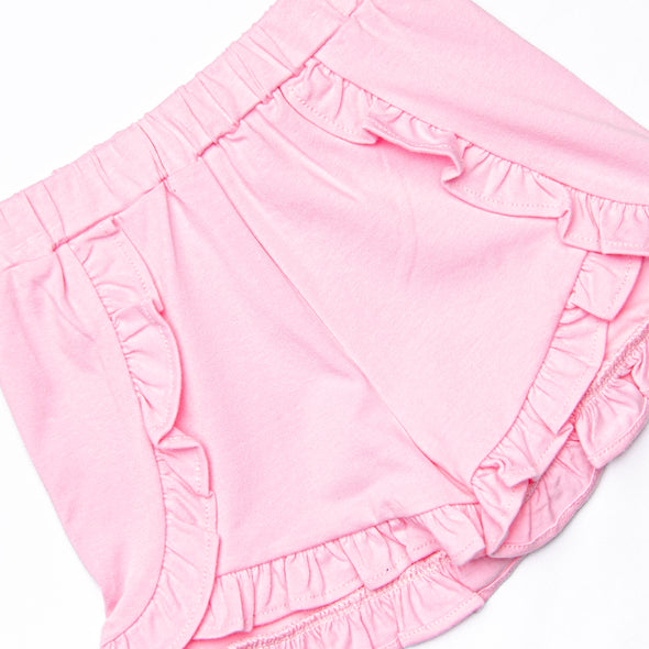 Laney Ruffle Short Set, Pink and Blue Stripe