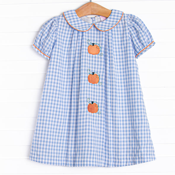 Autumn Days Embroidered Dress, Blue