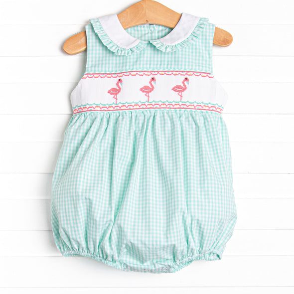 Flamingle Mint Smocked Bubble, Green