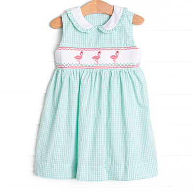 Flamingle Mint Smocked Dress, Green