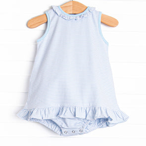 Hannah Skirted Bubble, Light Blue Stripe