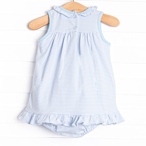 Hannah Skirted Bubble, Light Blue Stripe