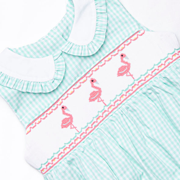 Flamingle Mint Smocked Bubble, Green