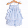 Duckling Dash Smocked Ruffle Short Set, Blue