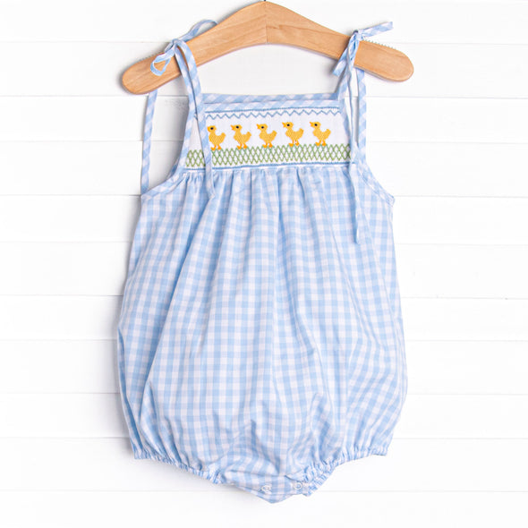 Duckling Dash Smocked Girl Bubble, Blue