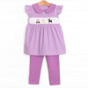 Fright Night Smocked Legging Set, Purple