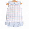 Paradise Plaid Ruffle Short Set, Blue