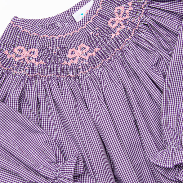 Belle Bow Smocked Bubble, Purple